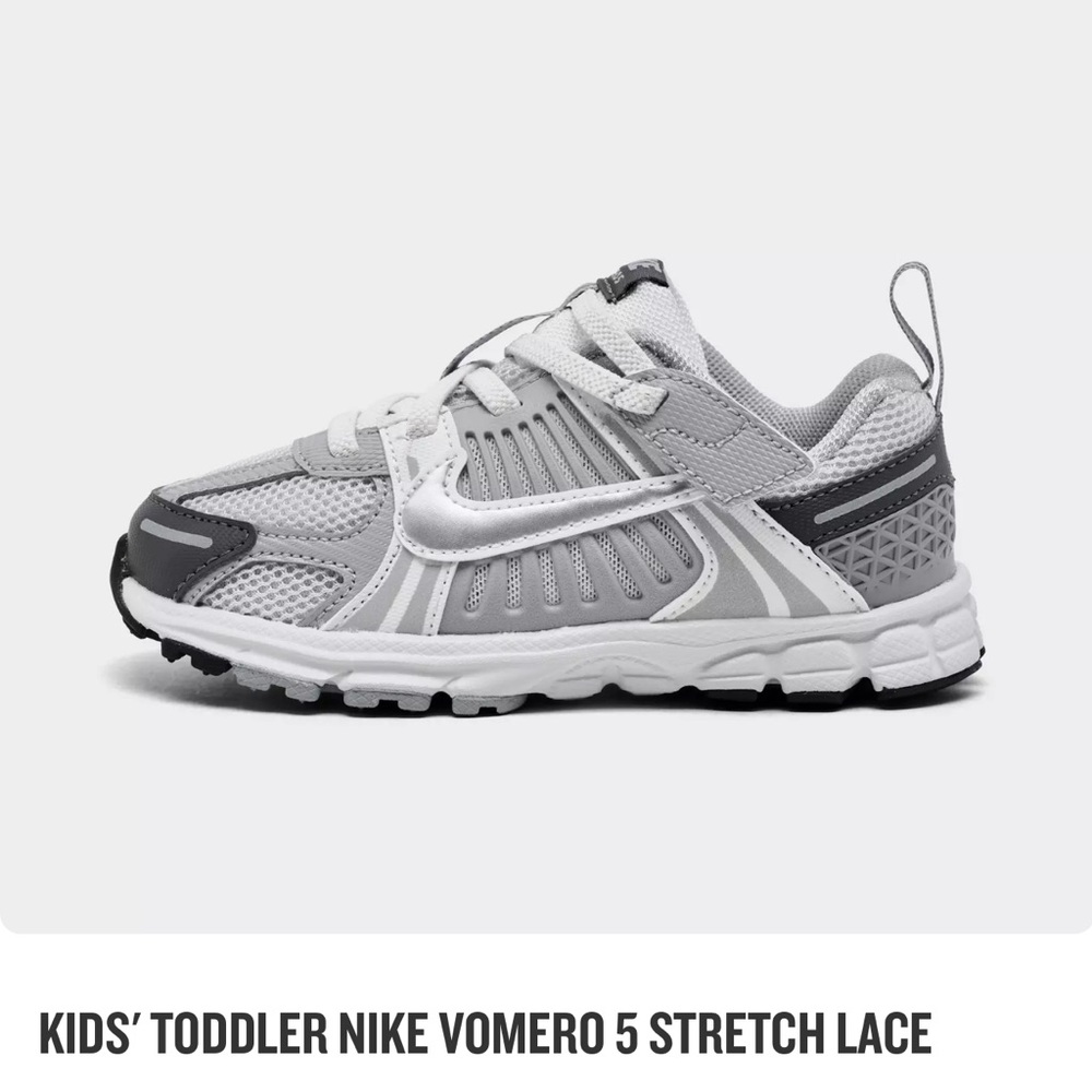 ‼️LAST CHANCE‼️Nike Kids' Toddler Vomero 5 Stretch Lace Shoes - Gray and White